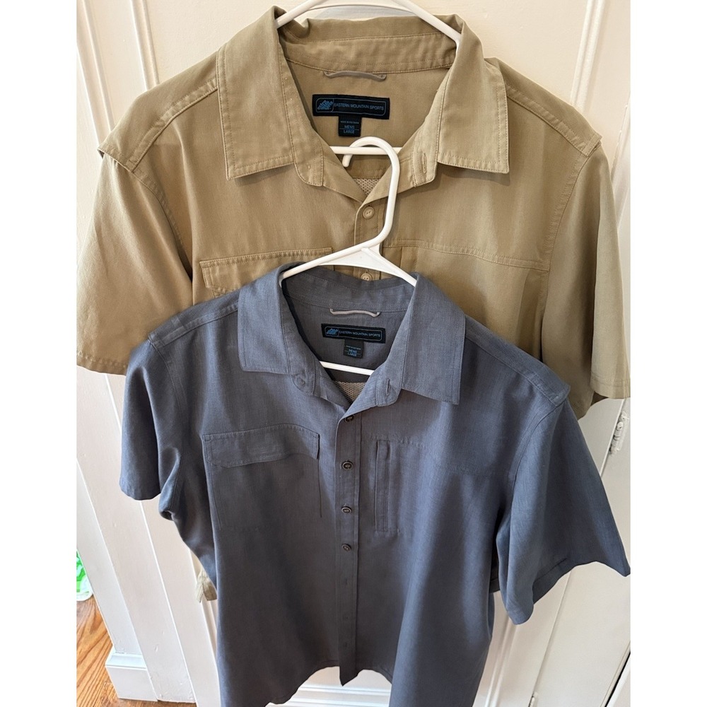 2x Eastern Mountain Sports Vented Fishing Shirts Large Short Sleeve
